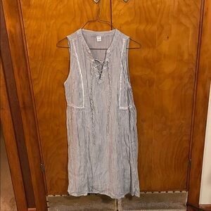 Old Navy Navy and White Lace-Up Blouse